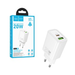 Hoco Adapter N61 Gentle 2 Ports USB+Type-C PD20W GAN White